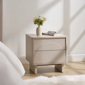 Nachtkastje met 2 lades in de kleur beige – DELORINA Nachtkastje met 2 lades in de kleur beige – DELORINA