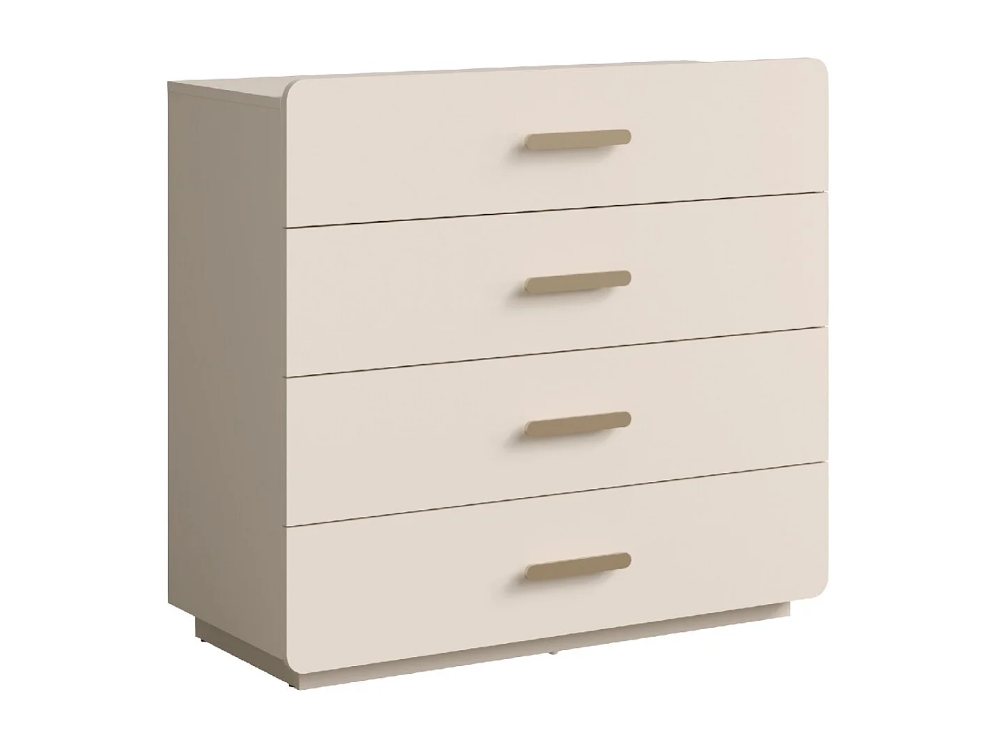 Commode 4 lades AMALIE – Kleur zandbeige – L100 x H93 x P42 cm – Elegante afwerking en zachte vormen