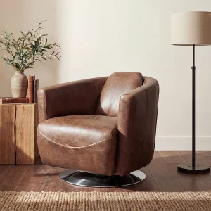 Clubfauteuil van leer met lived-in uiterlijk FLORENTIN.