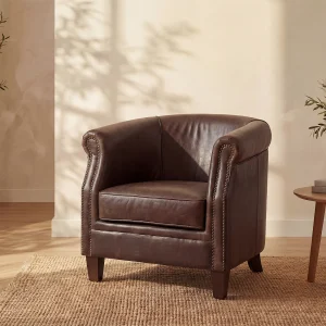 Clubfauteuil van leer met lived-in uiterlijk ENGUERRAND.