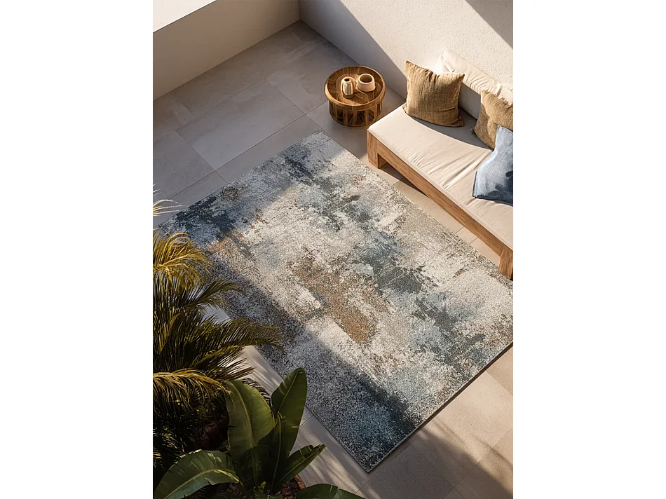 Buitentapijt - abstract - blauw / bruin - 160x230 cm - SALSA