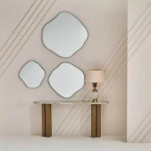 Consoletafel van massief hout en marmer BUREN