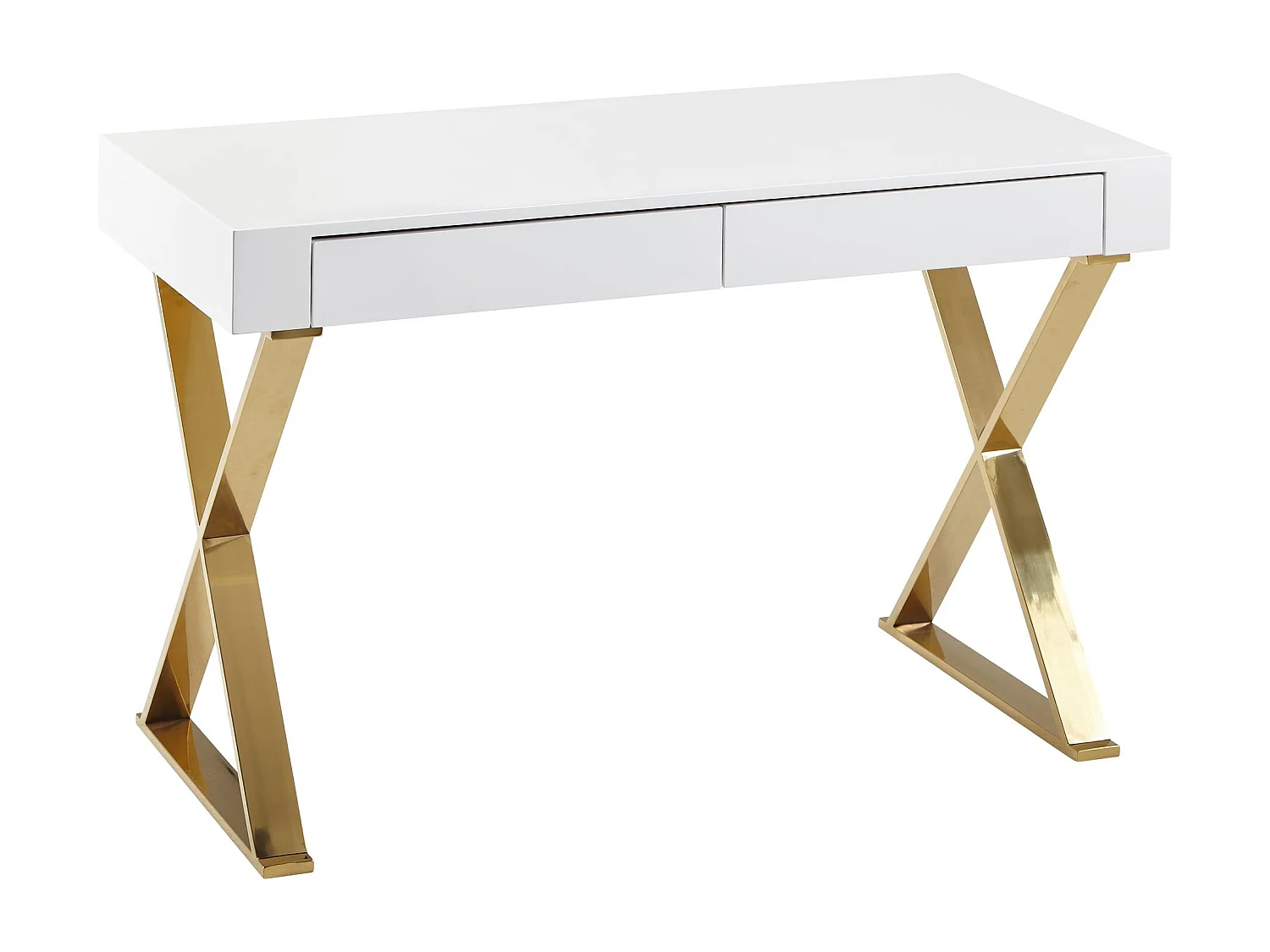 bureau 118x76x57 cm hout hoogglans wit metalen poten