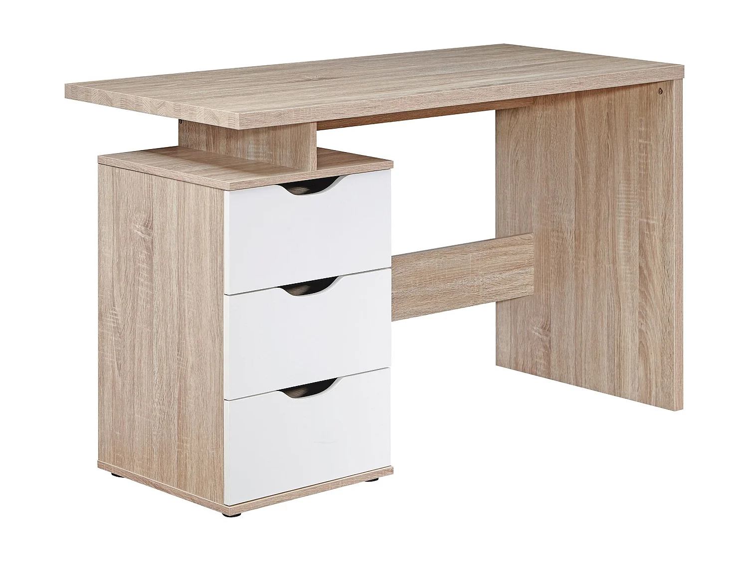 bureau MASSA 120 x 76 x 53 cm met 3 lades in Sonoma wit