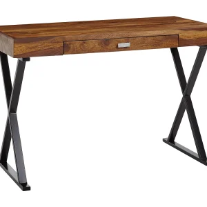 bureau 120x55x78 cm massief sheeshamhout / metaal zwart bureau 120x55x78 cm massief sheeshamhout / metaal zwart
