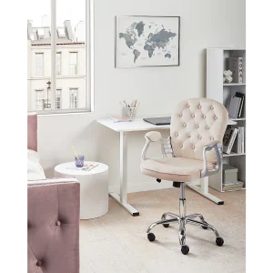 Bureaustoel Draaibaar PRINCESS Fluweel Beige Bureaustoel Draaibaar PRINCESS Fluweel Beige