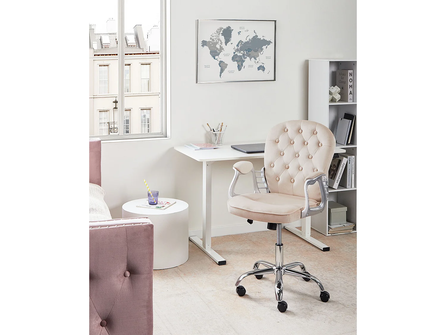 Bureaustoel Draaibaar PRINCESS Fluweel Beige