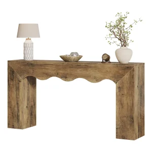 Consoletafel van 160 cm voor de hal, smalle entree tafel met golvend design, bijzettafel achter de bank in de hal. Consoletafel van 160 cm voor de hal, smalle entree tafel met golvend design, bijzettafel achter de bank in de hal.