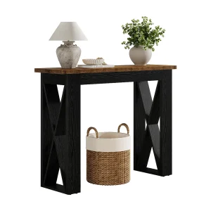 Consoletafel van 105 cm, smalle bijzettafel in landelijke stijl voor achter de bank, accenttafel met X-vormige poten Consoletafel van 105 cm, smalle bijzettafel in landelijke stijl voor achter de bank, accenttafel met X-vormige poten