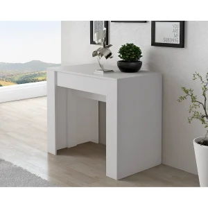 Console 0, Uitschuifbare eettafel tot 10 zitplaatsen, Moderne console met verlengstukken, 90x52h78 cm, Wit Console 0, Uitschuifbare eettafel tot 10 zitplaatsen, Moderne console met verlengstukken, 90x52h78 cm, Wit