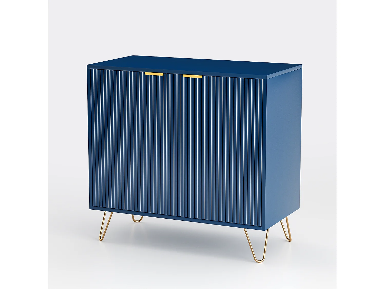 Buffet met 2 deuren, keukenbuffet met plank en metalen poten, voor woonkamer of eetkamer, blauw