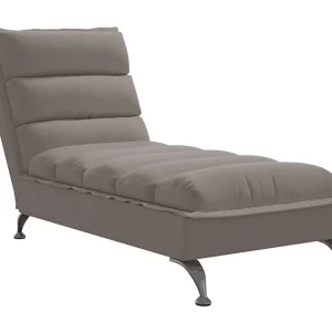 Chaise longue met kussens stof taupe