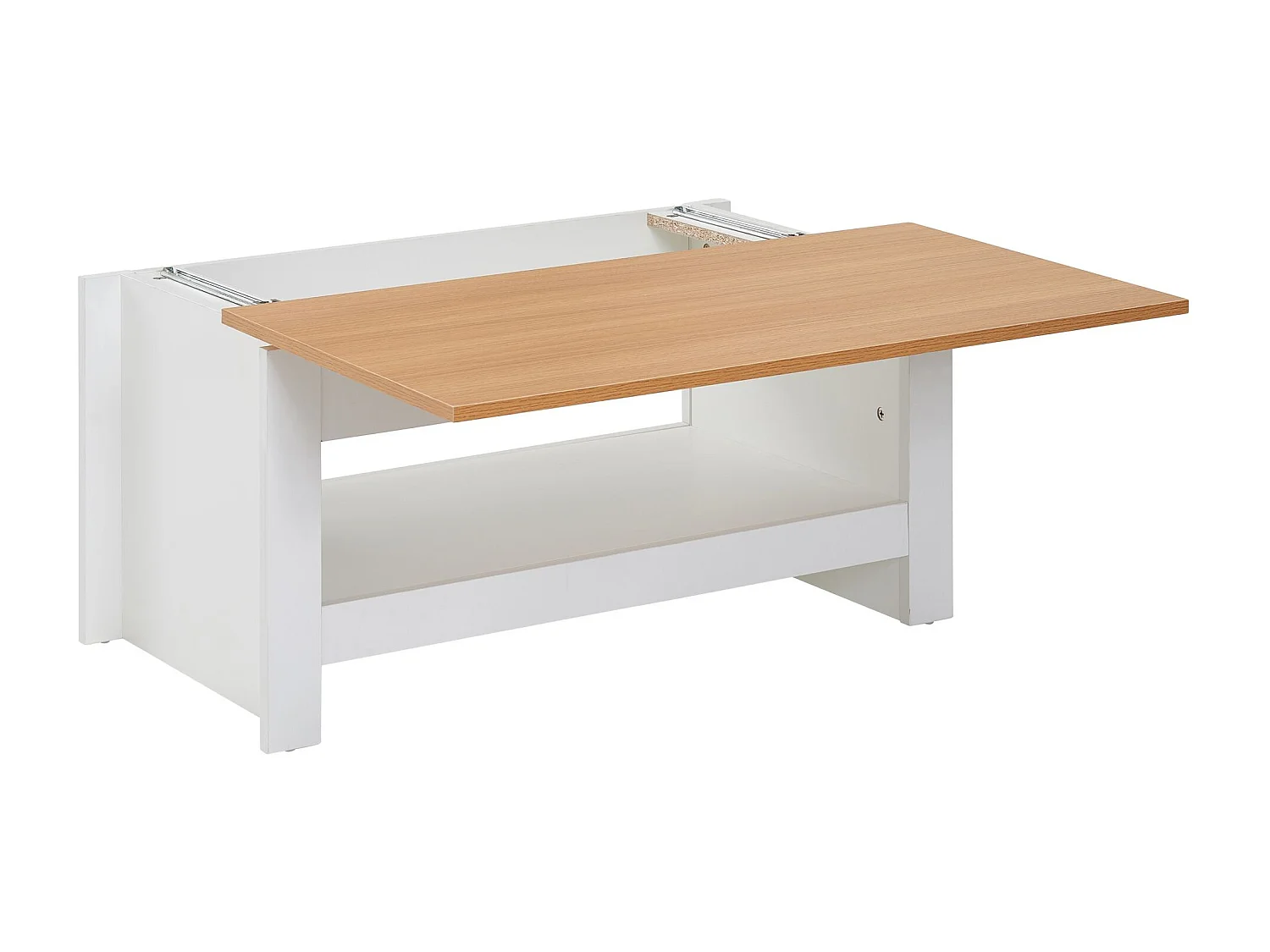 design salontafel 85 X 47 X 45 cm wit / eiken | Woonkamertafel met opbergruimte | Salontafel met opbergvak Modern | Vierkante salontafel