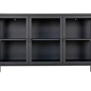 Brisbane dressoir 3 glazen deuren zwart.