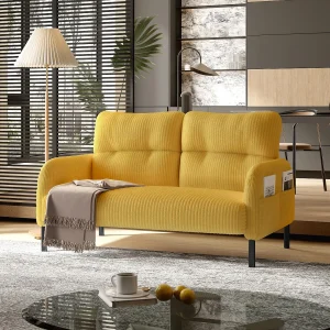 Corduroy 2-zitsbank – Modulaire bank met zijzakken – Ideaal voor kleine woonkamers, studio's of studentenkamers Corduroy 2-zitsbank – Modulaire bank met zijzakken – Ideaal voor kleine woonkamers, studio's of studentenkamers