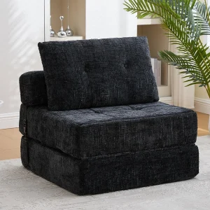 Chenille stoffen slaapbank – 2-in-1 slaapbank – Zitting met hoge veerkracht – voor woonkamer, studio of logeerkamer Chenille stoffen slaapbank – 2-in-1 slaapbank – Zitting met hoge veerkracht – voor woonkamer, studio of logeerkamer