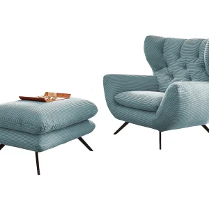 Oorfauteuil – Lichtblauw Koord – CHARME Oorfauteuil – Lichtblauw Koord – CHARME