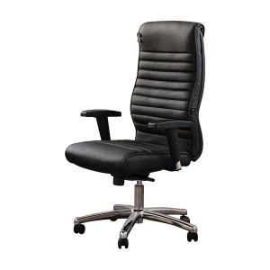 Bureaustoel – Zwart Leer – 72 x 72 cm – ALEXIS