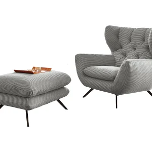 Oorfauteuil – Lichtgrijs Koord – CHARME Oorfauteuil – Lichtgrijs Koord – CHARME