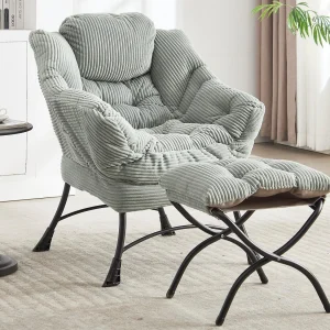 Corduroy fauteuil – Praktische voetenbank – Zijvak voor telefoon – Zachte en ruime stijl – Perfect voor woonkamer of slaapkamer Corduroy fauteuil – Praktische voetenbank – Zijvak voor telefoon – Zachte en ruime stijl – Perfect voor woonkamer of slaapkamer
