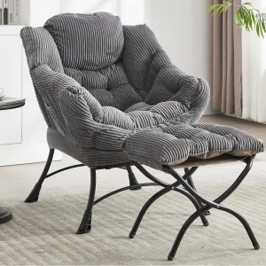 Corduroy fauteuil – Praktische voetenbank – Zijvak voor telefoon – Zachte en ruime stijl – Perfect voor woonkamer of slaapkamer Corduroy fauteuil – Praktische voetenbank – Zijvak voor telefoon – Zachte en ruime stijl – Perfect voor woonkamer of slaapkamer