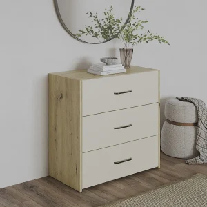 Commode Malmo, 3 Laden, Artisan eiken/Klei, 80 x 42 x 80 cm