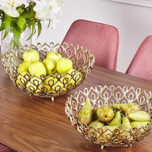 Set van 2 decoratieve schalen GROGOL Metaal Goud Set van 2 decoratieve schalen GROGOL Metaal Goud