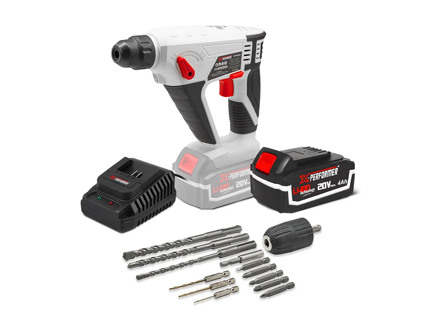 Draadloze boorhamer 20V met batterij en oplader X-Performer