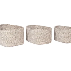 Juego de 3 cestas de almacenaje CADIMA – Algodón beige