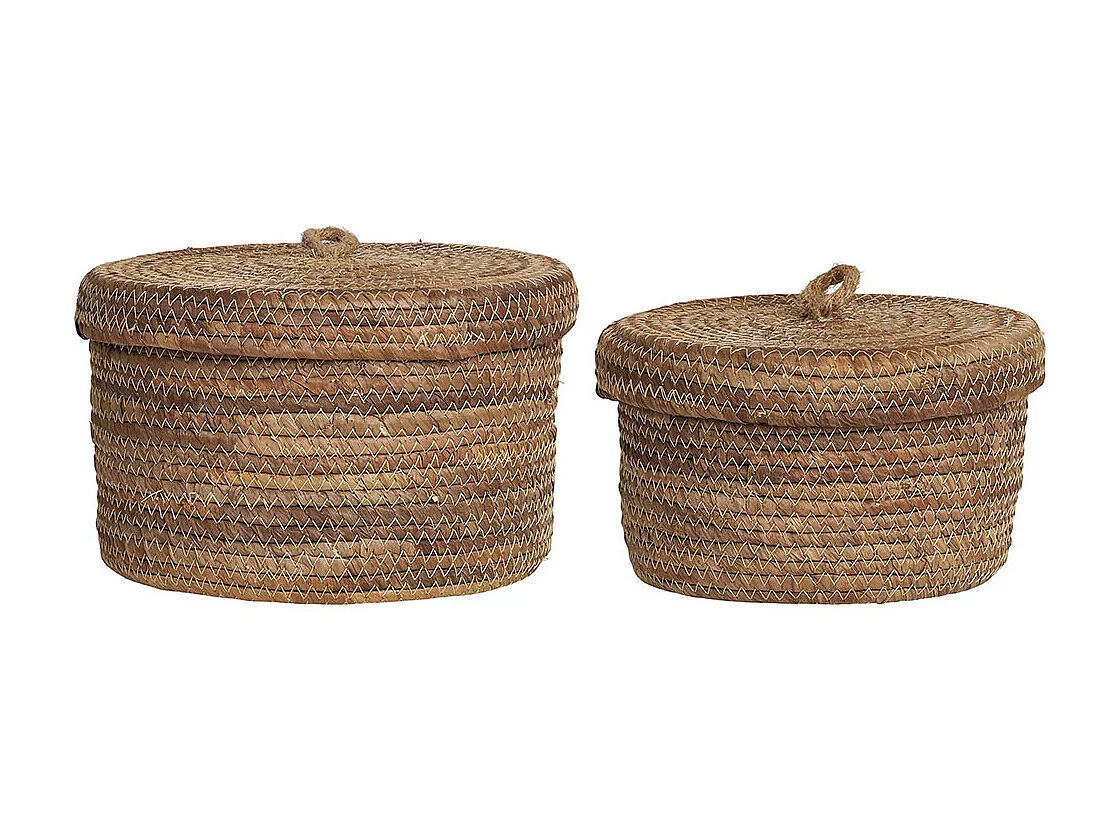 DESIO Juego de 2 cestas de almacenaje con tapa – Yute natural