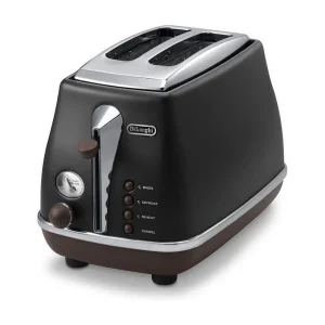 DeLonghi Icona Vintage CTOV2103BK 2-Sneetjes Broodrooster 900W Zwart & Chocolade Retro Stijl DeLonghi Icona Vintage CTOV2103BK 2-Sneetjes Broodrooster 900W Zwart & Chocolade Retro Stijl