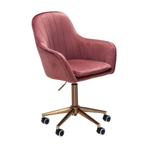 bureau  fluweel roze | Design draaistoel met rugleuning