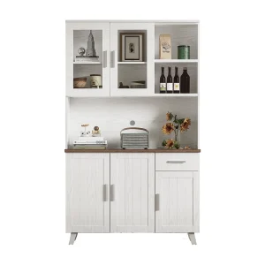 Buffetkast – Keukenkast met 5 deuren en lade – Moderne hoge kast – Wit