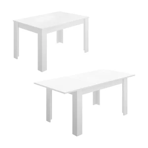 Dariaud uitschuifbare tafel, Uitschuifbare console in meerdere posities, Eettafel met verlengstuk, 140/190x90h77 cm, Wit Dariaud uitschuifbare tafel, Uitschuifbare console in meerdere posities, Eettafel met verlengstuk, 140/190x90h77 cm, Wit