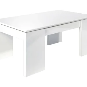 Dgollin salontafel, Salontafel met hefblad, Lage woonkamertafel, 100x50h43/84 cm, Glanzend wit Dgollin salontafel, Salontafel met hefblad, Lage woonkamertafel, 100x50h43/84 cm, Glanzend wit