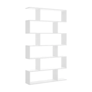 Djorone boekenkast, Multifunctionele kantoorplank, Boekenkast met 6 planken, 80x25h190 cm, Wit