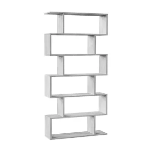 Dfomme boekenkast, Hoge dubbelzijdige boekenkast, Verdeelplank met 5 planken, Moderne kantoorplank, 80x24h192 cm, Betongrijs Dfomme boekenkast, Hoge dubbelzijdige boekenkast, Verdeelplank met 5 planken, Moderne kantoorplank, 80x24h192 cm, Betongrijs