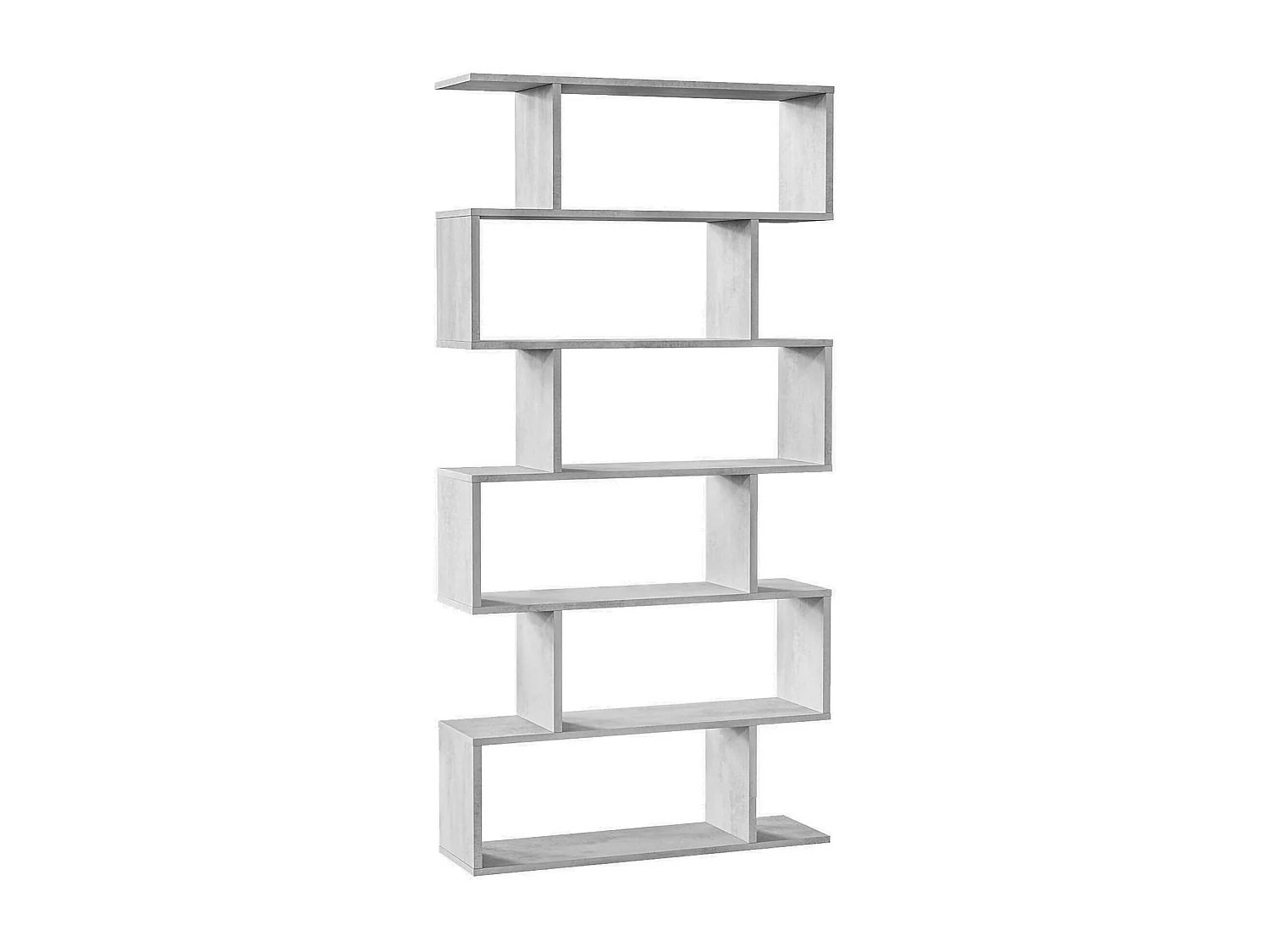 Dfomme boekenkast, Hoge dubbelzijdige boekenkast, Verdeelplank met 5 planken, Moderne kantoorplank, 80x24h192 cm, Betongrijs