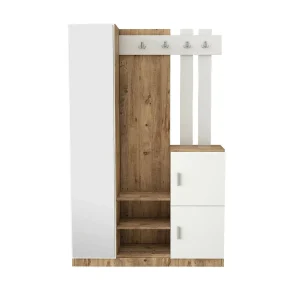 Dgagn-ingangsmeubel, entree-hanger, atrium-opstelling, mup-functionele houderhouder, 114x38h180 cm, Eik en wit Dgagn-ingangsmeubel, entree-hanger, atrium-opstelling, mup-functionele houderhouder, 114x38h180 cm, Eik en wit