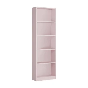 Dmacagg boekenkast, Hoge boekenkast met 5 planken, Kantoor- of slaapkamerplank, Moderne plank met vakken, 52x25h180 cm, Roze
