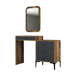 Dpasqu console, Multifunctionele tafel, Steunkast, Gangbureau, 124x40h85 cm, Walnoot en Antraciet Dpasqu console, Multifunctionele tafel, Steunkast, Gangbureau, 124x40h85 cm, Walnoot en Antraciet