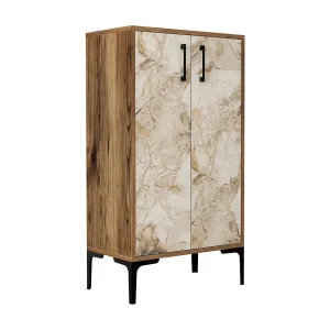 Dmarrull Schoenenrek, Schoenenkast, Multifunctionele Entreekast, Schoeiselkast, 60x35h111 cm, Walnoot en Wit Dmarrull Schoenenrek, Schoenenkast, Multifunctionele Entreekast, Schoeiselkast, 60x35h111 cm, Walnoot en Wit