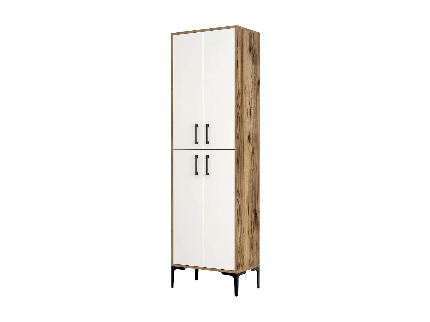 Dolivier Schoenenrek, Schoenenkast, Multifunctionele Entreekast, Schoenenkast, 60x35h200 cm, Walnoot en Wit