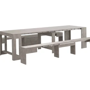 Dcolasuon bank, Set van 2 stoelen voor eettafel, Uitschuifbare banken, 290x25h45 cm, Grijs