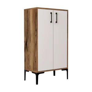Dmarrull Schoenenrek, Schoenenkast, Multifunctionele Entreekast, Schoeiselkast, 60x35h111 cm, Walnoot en Wit Dmarrull Schoenenrek, Schoenenkast, Multifunctionele Entreekast, Schoeiselkast, 60x35h111 cm, Walnoot en Wit