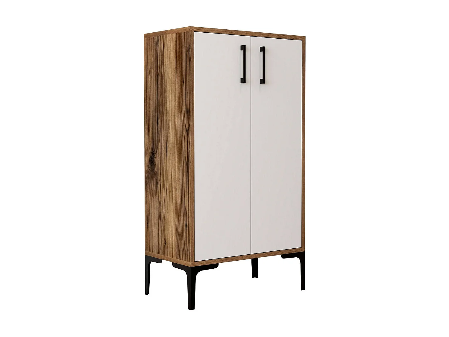 Dmarrull Schoenenrek, Schoenenkast, Multifunctionele Entreekast, Schoeiselkast, 60x35h111 cm, Walnoot en Wit