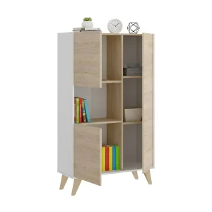 Dmora Kast Boario 43x81x135h cm Bruin 4 Planken 5 Vakken, Dressoir Met Deuropening Dmora Kast Boario 43x81x135h cm Bruin 4 Planken 5 Vakken, Dressoir Met Deuropening