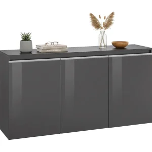 Dmora Buffet Pijnboom 40x150x81h cm Glanzend Zwart Laden 3 Planken, Dressoir Gemaakt in Italië Dmora Buffet Pijnboom 40x150x81h cm Glanzend Zwart Laden 3 Planken, Dressoir Gemaakt in Italië