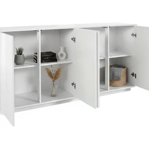 Dnande dressoir, 4-deurs keukendressoir, Woonkamerbuffet, 100% Made in Italy, 180x41h86 cm, Glanzend wit Dnande dressoir, 4-deurs keukendressoir, Woonkamerbuffet, 100% Made in Italy, 180x41h86 cm, Glanzend wit