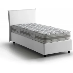 Dbaston eenpersoonsbed, Opbergbed met stoffen bekleding, 100% Made in Italy, Opening aan de voorkant, inclusief matras van 90×200 cm, Wit Dbaston eenpersoonsbed, Opbergbed met stoffen bekleding, 100% Made in Italy, Opening aan de voorkant, inclusief matras van 90×200 cm, Wit